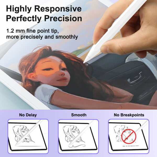 suitable for ipad pencil, with anti palm touch and tilt sensing functions, suitable for ipad pencil stylus 2018 2025 pad series models accessories for ipad drawing,write, annotate, learn, work stylus